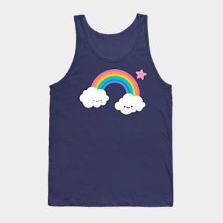 Rainbow Clouds and Star Tank Top